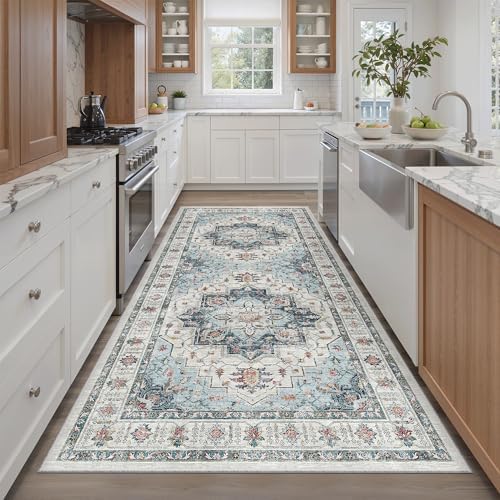 Madane 4x8 Wide Hallway Runner Rug Washable for Living Room, Blue - Image 2