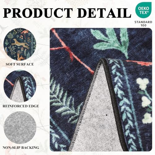 DUKINO 2.6x8 Rug for Hallway, Washable Kitchen Rugs Non Slip, Navy Blue - Image 4