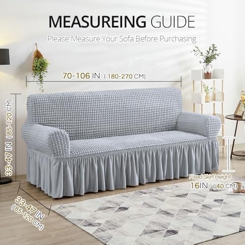 NICEEC Sofa Covers Grey Couch Cover Stretch Sofa Slipcovers with Skirt - Image 6