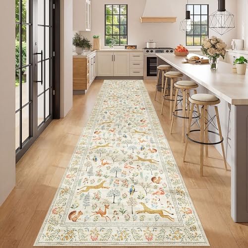 DUKINO 3x12 Runner Rug for Hallway, Washable Animal Rug for Kitchen, Beige - Image 3