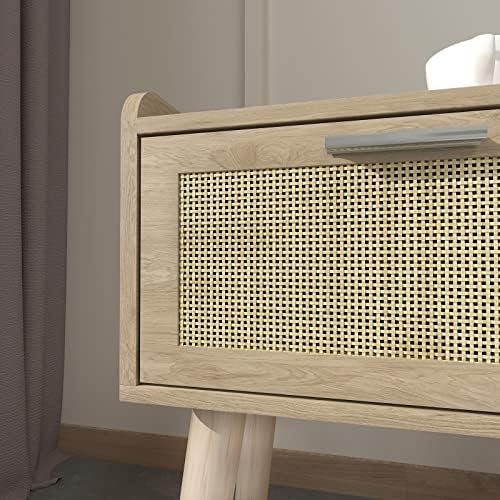 LAATOOREE Nightstand Set of 2, Small Bed Side Table with Rattan Door - Image 7