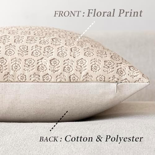 Foindtower Decorative Floral Print Throw Pillow Covers 18×18 Ivory Beige - Image 2