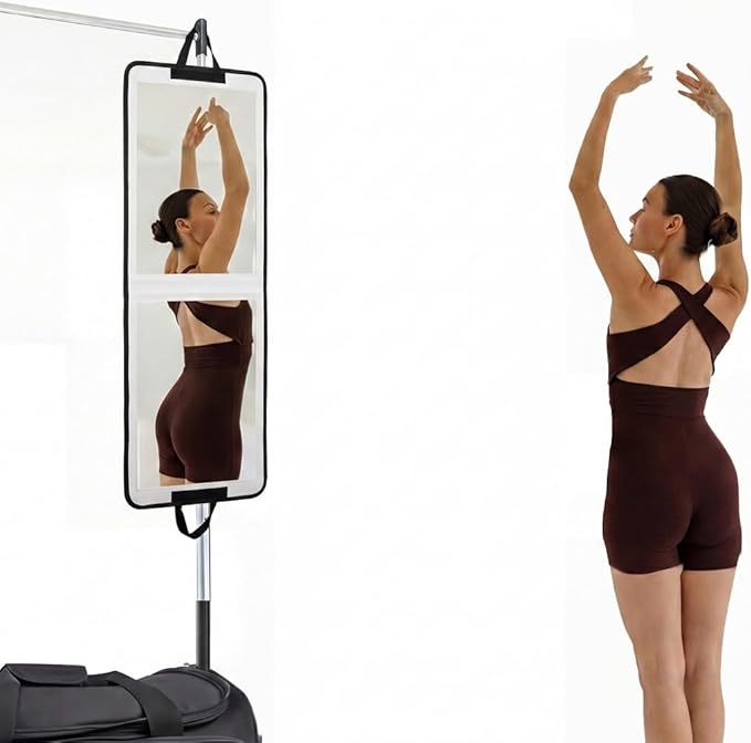 LPHUMEX Foldable Full Length Mirror White with Black Handles Hanging, 13x33 inch Portable Folding Body Mirror for Dance, Festival, Travel by LPHUMEX