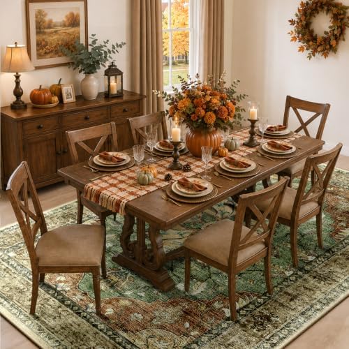 RELEANY Washable Area Rug, 8'x10', Brick/Brown/Green - Image 3