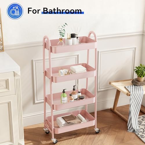 NEWBULIG 4-Shelf Metal Rolling Storage Utility Cart with Lockable Wheels - Image 5