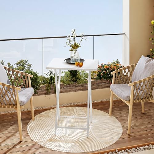 HOOBRO Folding TV Tray Tables, Set of 2 Side Table for Small Space, Industrial Snack Tables for Eating at Couch, Stable Metal Frame, Easy Assembly, Space Saving, White WW25BZ01N1 - Image 2