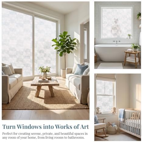 Lace Flower Privacy Window Film, Sparkle Frosted Static Cling 17.5"x78.7" - Image 6