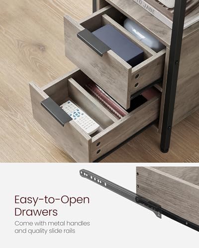 VASAGLE Side End Table with Charging Station, Slim Nightstand with Storage - Image 7