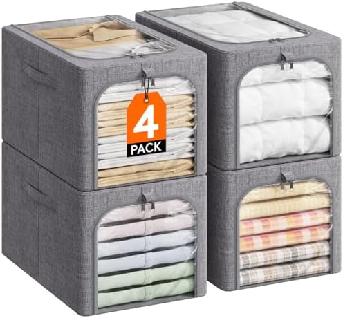 Lifewit 40L Clothes Storage Bins with Metal Frame for Closet, 4 Pack by Lifewit
