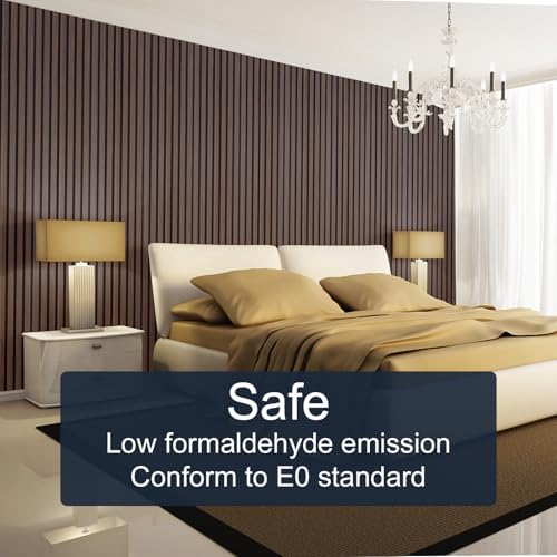NeatiEase Wood Panels for Wall, 4-Piece 94.5" x 11" Soundproof Wood Slat Wall Panel for Interior Wall Decor Noise Cancelling, Acoustic Wall Panels, Sound Absorbing Panel (Rustic Walnut) - Image 4