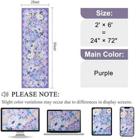 DUKINO 2x6 Runner Rug for Hallway, Washable Kitchen Rugs Non Slip, Purple - Image 2