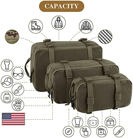 PETAC GEAR 3 PCS Tactical Modular Packing Cubes, Large Capacity Mesh Storage Bag,Outdoor Travel Organize Storage Pouches Bags. - Image 2
