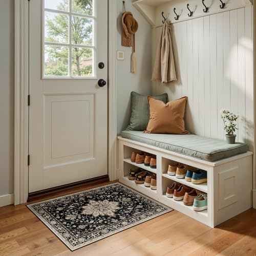 RELEANY Washable Area Rug, Small 2'x3', Black/Neutral - Image 5