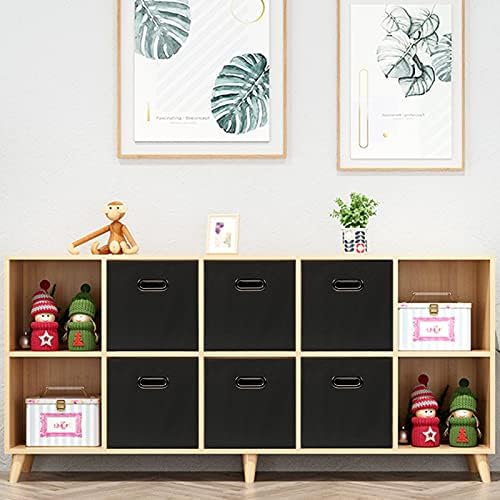 Yunkeeeper storage bins Cubes, Fabric Cube Organizer with Handle, Foldable Cube Bins for Cloth or Accessary Storage, 11x11x11, Set of 3, (Black) - Image 6