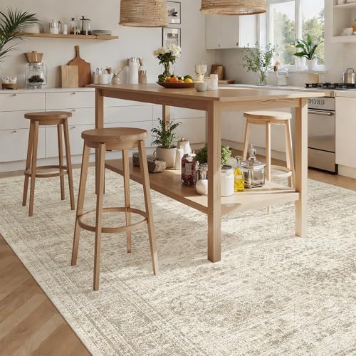 Soalmost 7x10 Area Rug for Living Room Washable Rugs Non-Slip Beige - Image 4