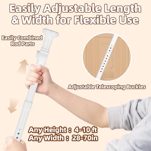 Room Divider, Tension Curtain Rod No Drilling,4-10ft(H) 28-70inch(W) Wall Divider for Room Separation, Heavy Duty Room Partition Separator, Adjustable Folding Privacy Screens,White - Image 2