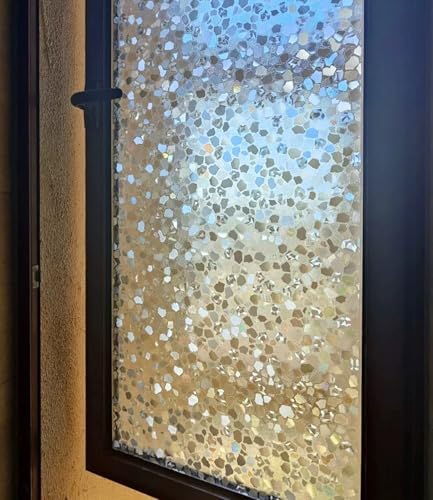 Window Privacy Film, Pebble Decorative Static Cling Glass Sticker No Glue Removable Window Tint with Installation Tools, Anti-UV Front Door Glass Covering for Home, 23.6" x 157.4" - Image 2