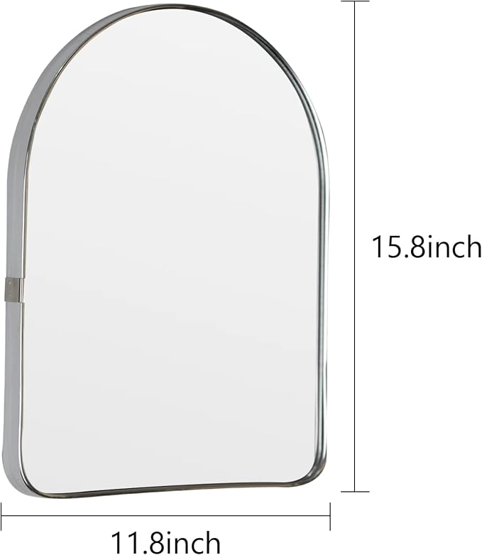 Funly mee Arched Wall Mirror, Wall-Mounted Plastic Mirror, for Bathroom and Vanity (Sliver, 11.8 x 15.8) - Image 4