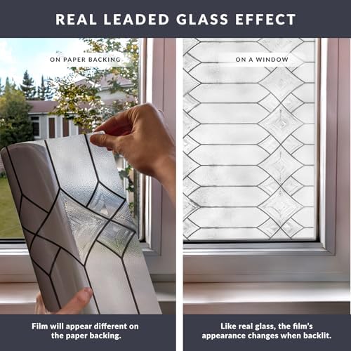 Gatehouse Large Window Privacy Film by Artscape - Textured Leaded Glass Design, Static Cling, Two-Way Privacy, UV Protection, Leaves No Residue, Made in USA - 36 x 72 Inch - Image 5