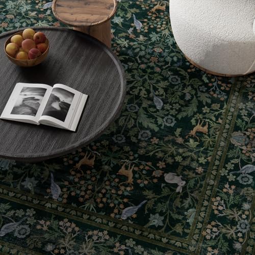 8x10 Area Rugs for Living Room: Washable Rug Vintage Rugs Stain Resistant Non Slip Low Pile Lightweight Soft Carpets Rugs for Bedroom Kitchen Dining Room Nursery Kids Room Farmhouse Home Office - Image 3