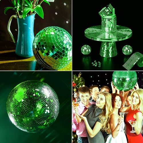 Art3dwallpanels Mirror Mosaic Disco Tiles Self Adhesive Glass, Green - Image 4