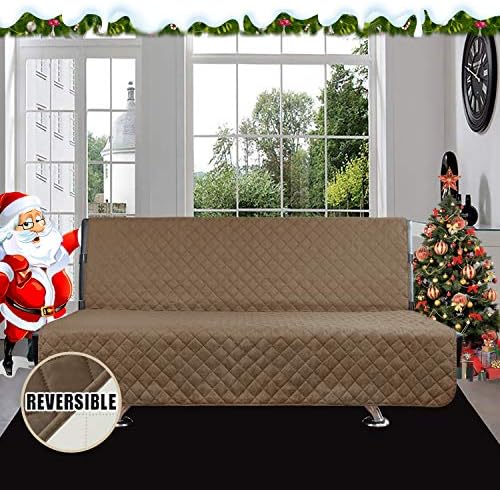 Easy-Going Reversible Couch Cover, Large Futon Sofa, Camel/Ivory - Image 2