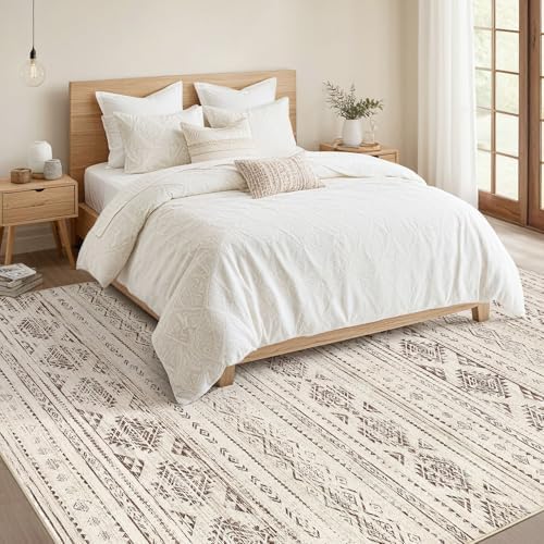 Nakagishi Boho 5x8 Area Rug Living Room Rugs Machine Washable Dark Brown - Image 6