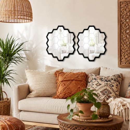 3pcs Hexagon Wall Mirror Decor, Self Adhesive Mirror Stickers, Decorative Mirror Tiles for Bedroom Bathroom Living Room Entryway Modern Moroccan Boho Wall Accents - Image 5