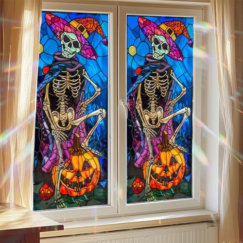 HOMETITUTE Halloween Skull Pumpkin Privacy Window Cling 17.7x39.3 PVC - Image 7