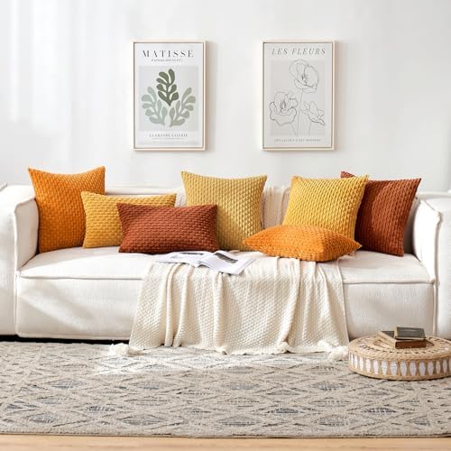 MIULEE Decorative Throw Pillow Covers 20x20 Gold Textured Corduroy - Image 5