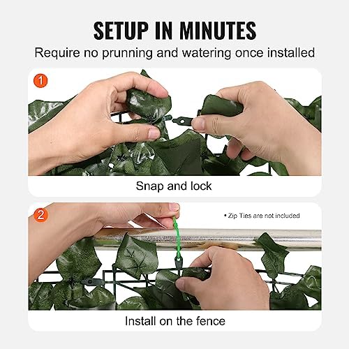 VEVOR Artificial Ivy Privacy Fence Screen, 39 x 98 in Faux Ivy Vine Leaf Hedges Fence, Greenery Privacy Fence with Strengthened Joint, Green Wall Decoration for Outdoor Garden, Yard, Balcony - Image 5