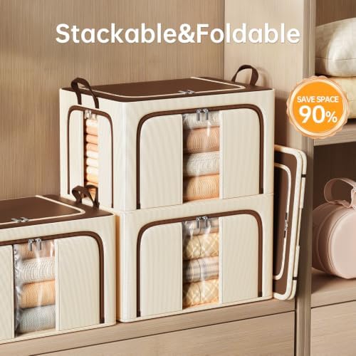 Clothes Storage Bins, 3 Openings, 66L, Brown - Image 4