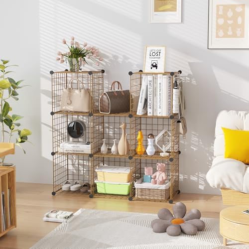 C&AHOME Wire Cube Storage, 8 - Cube Organizer Metal C Grids Units, Brown - Image 6