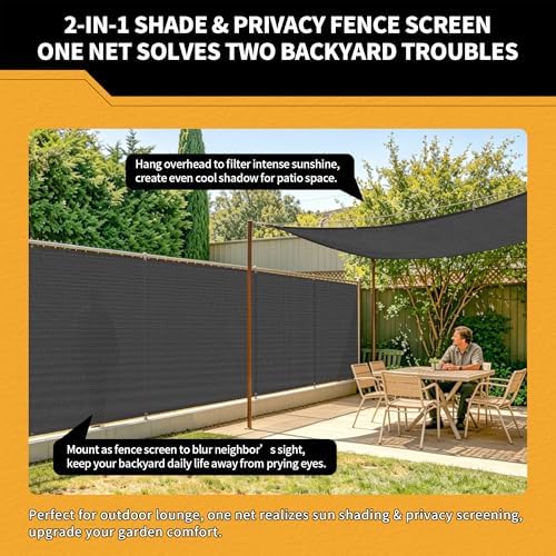 90% Privacy Fence Screen 6x50Ft Balcony Windscreen for Garden,Black - Image 4