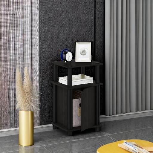 Furinno Brahms 3-Tier End Side Sofa Table/Nighstand with Door, 1-Pack, Espresso/Black - Image 6
