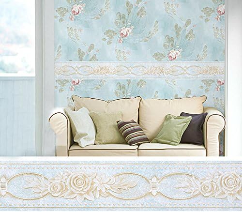 Creation Core 4.2x196.8 Waterproof Wallpaper Border 3D Pattern Wall Decor Removable Self Adhesive Kitchen Bathroom Tiles Sticker, Rose Green - Image 3