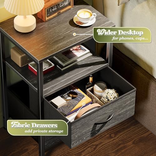 Huuger Night Stand Set of 2, Nightstand with 2 Drawers, Bedside Table - Image 5