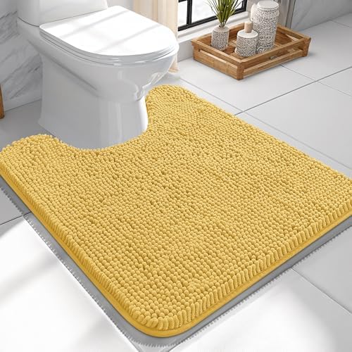 OLANLY Toilet Rugs U-Shaped 24x24, Soft Absorbent Chenille Contour Rugs by OLANLY
