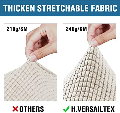 H.VERSAILTEX 4 Piece Stretch Sofa Covers for 3 Cushion Couch Covers for Living Room Furniture Slipcovers (Base Cover Plus 3 Seat Cushion Covers) Thicker Jacquard Fabric (XL Sofa, Island Fossi) - Image 5