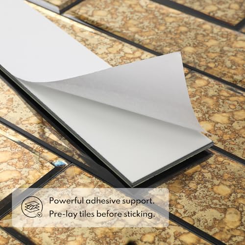 Lovdeco Peel and Stick Beveled Gold Antique Mirror Tile Subway Mirror Glass Backsplash 3x12 Inch for Kitchen Bathroom Wall (20 Pcs, 5 SQ.FT.) - Image 3
