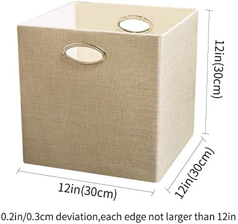 Posprica Storage Cubes, 12×12 Storage Bins, Fabric Drawers Organizer Basket, 4pcs, Beige - Image 2