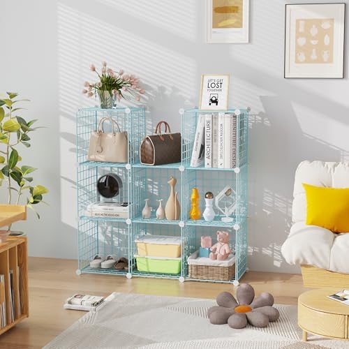 C&AHOME Wire Cube Storage, 9 - Cube Organizer Metal C Grids, Shelves, Blue - Image 6