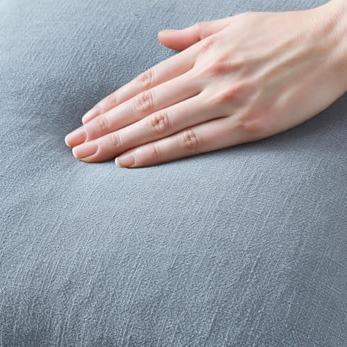 MIULEE Boho Linen Fringe Decorative Throw Pillow Covers Light Blue 20x20 - Image 2