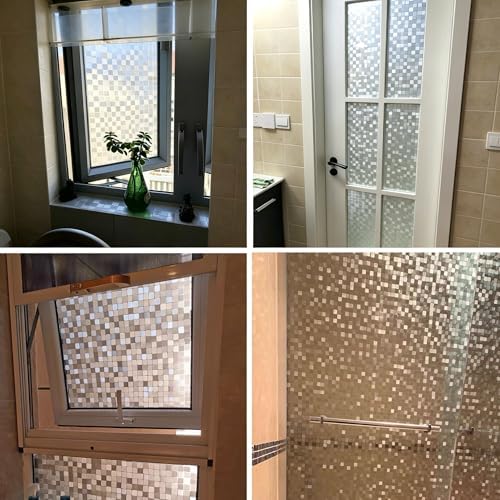 Window Privacy Film, Mosaic Rainbow Decorative Static Cling Glass Sticker No Glue Removable Window Tint with Installation Tools, Anti-UV Front Door Glass Covering for Home, 23.6" x 78.7" - Image 4
