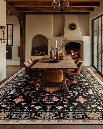 RELEANY Washable Area Rug, Large 10'x14', Black/Colorful - Image 3