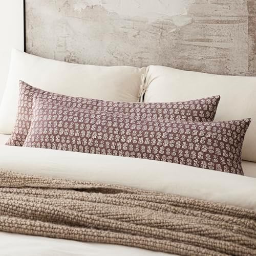 Foindtower Long Floral Print Lumbar Throw Pillow Covers 14×36 Inch,Wine Red - Image 5