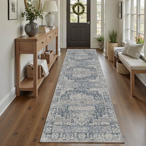 Rugxara 2'6''x8' Washable Runner Rug for Hallway Kitchen, Blue - Image 3