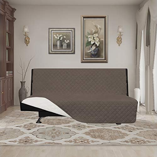 Easy-Going Reversible Couch Cover, Large Futon Sofa, Taupe/Ivory - Image 2