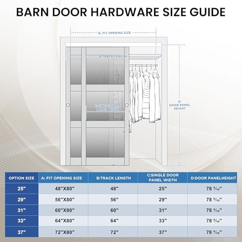 48"(Double 25") x 80" Mirrored Sliding Closet Door Hardware Track Kits - Image 6