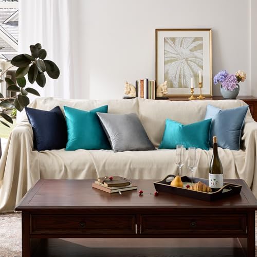 GIGIZAZA Teal Velvet Pillow Covers 18x18 Decorative Pillows Pack of 2 - Image 6